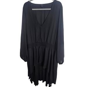 Torrid Top Tunic Top Smocked Top Women 6X Black Hi Low Tunic V Neck Top Women
